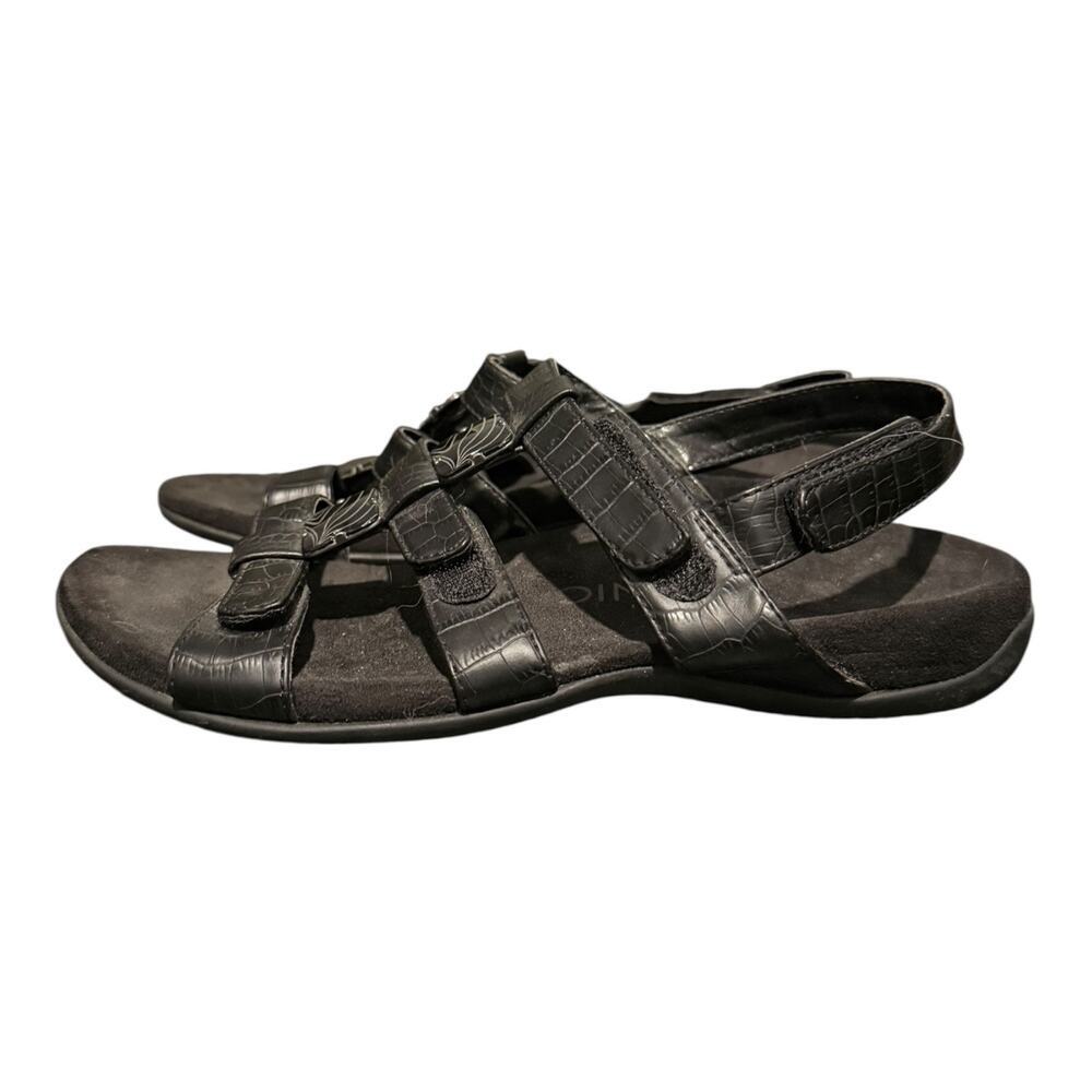 Vionic Women’s Amber Black Slingback Sandals Shoes 3 Strap w/ Medallion Size 8 - Picture 5 of 9